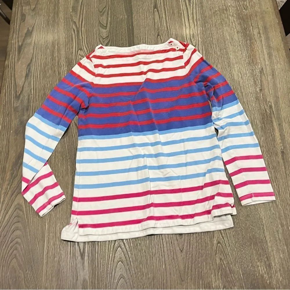 Vineyard Vines Long-Sleeve Nautical Stripe T-Shirt Cotton Red White Blue Small